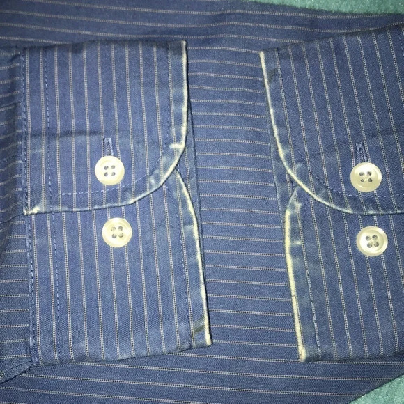 𝅺Stafford wrinkle-free button up chest pocket flawed neck size 17.5 - Picture 6 of 6